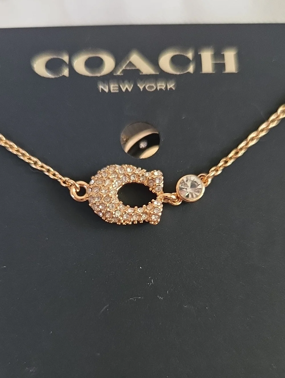Coach Gold Link C Chain Necklace • Signature C • Polished Gold • EUC